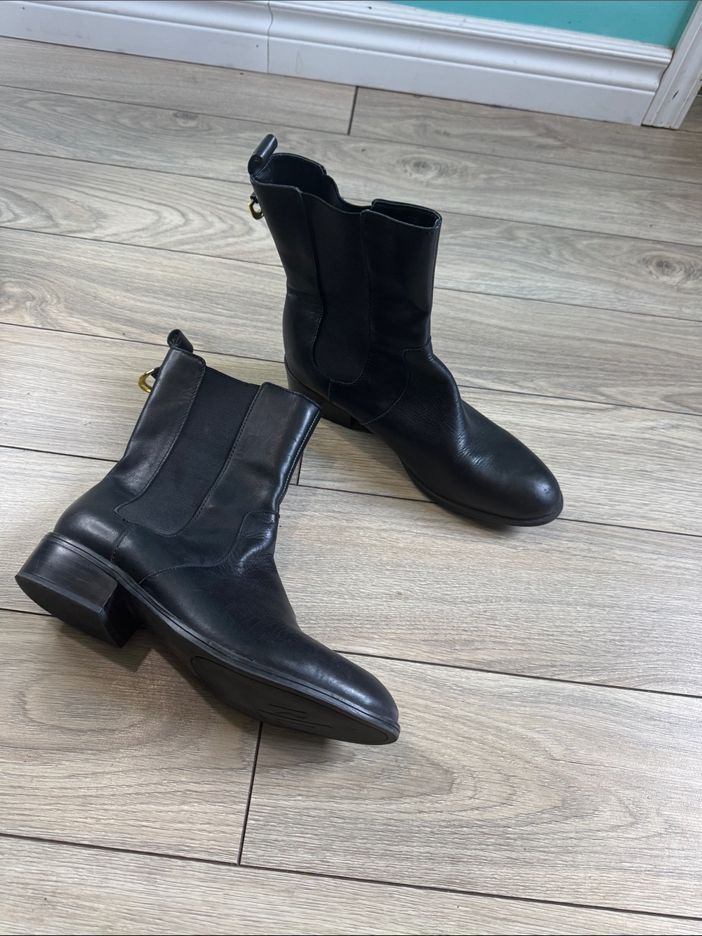Ralph Lauren Black Leather Mid-Calf Boots - Women